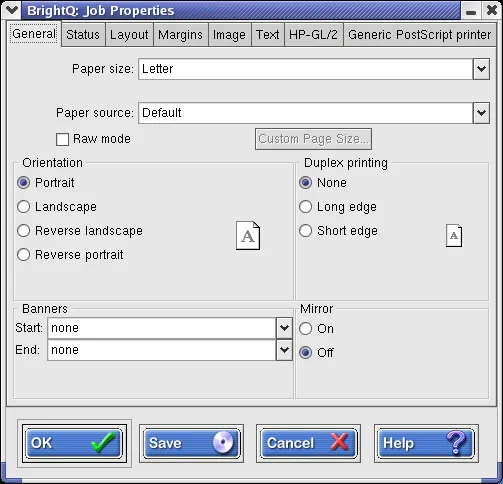 Job Properties dialog illustrating the tabs selected in the Configuration Tool