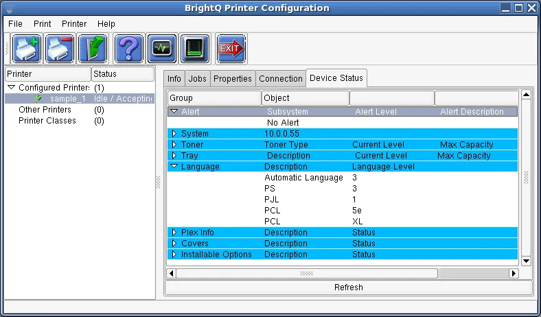 Device Status tab showing enabled monitoring with no alert