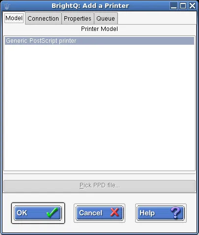 Expert Add Printer dialog with a Generic PostScript printer model selected