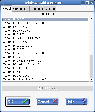Expert Add Printer dialog listing installed Canon printer models